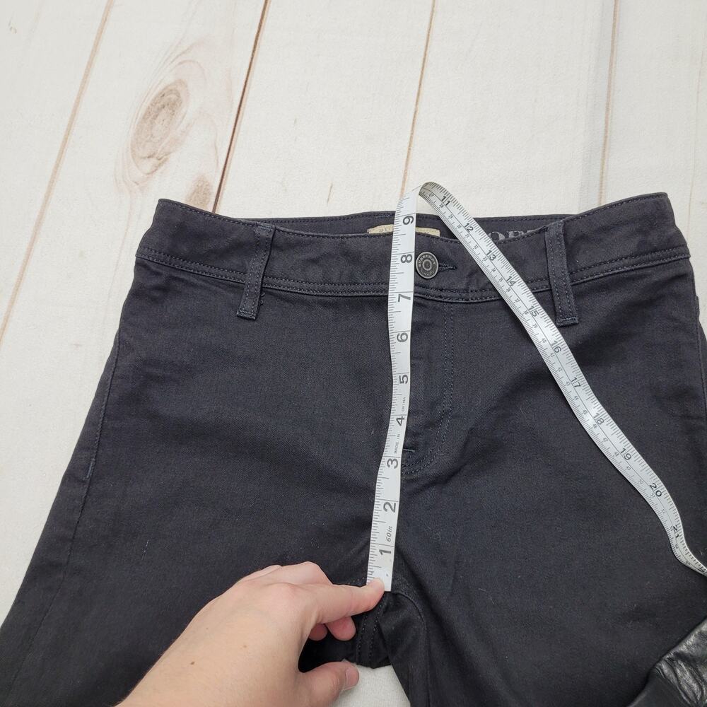 Burberry Brit black leather panel skinny jeans equestrian moto - Picture 4 of 10